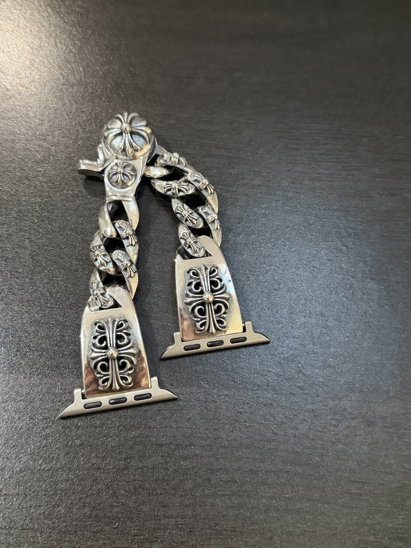 Chrome Hearts Silver Watch Band with Ornate Design